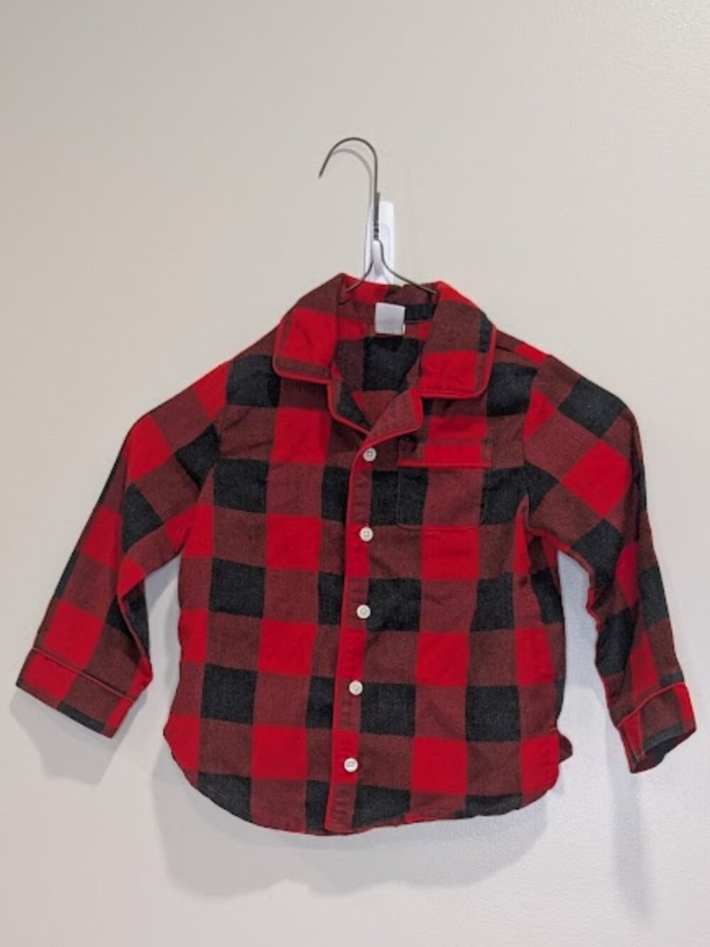 babyGap Red & Black Buffalo Plaid Flannel Pajama Top 3T